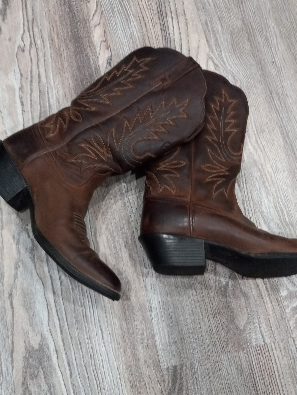 Ariat Western Embroidered Men's Brown Leather Cowboy Bootw Style Size 6.5 - Picture 2 of 16